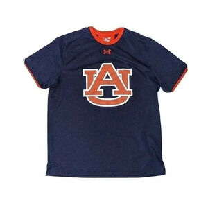 Under Armour Auburn Tigers HeatGear Loose Navy Blue Short Sleeve Shirt Sz Large